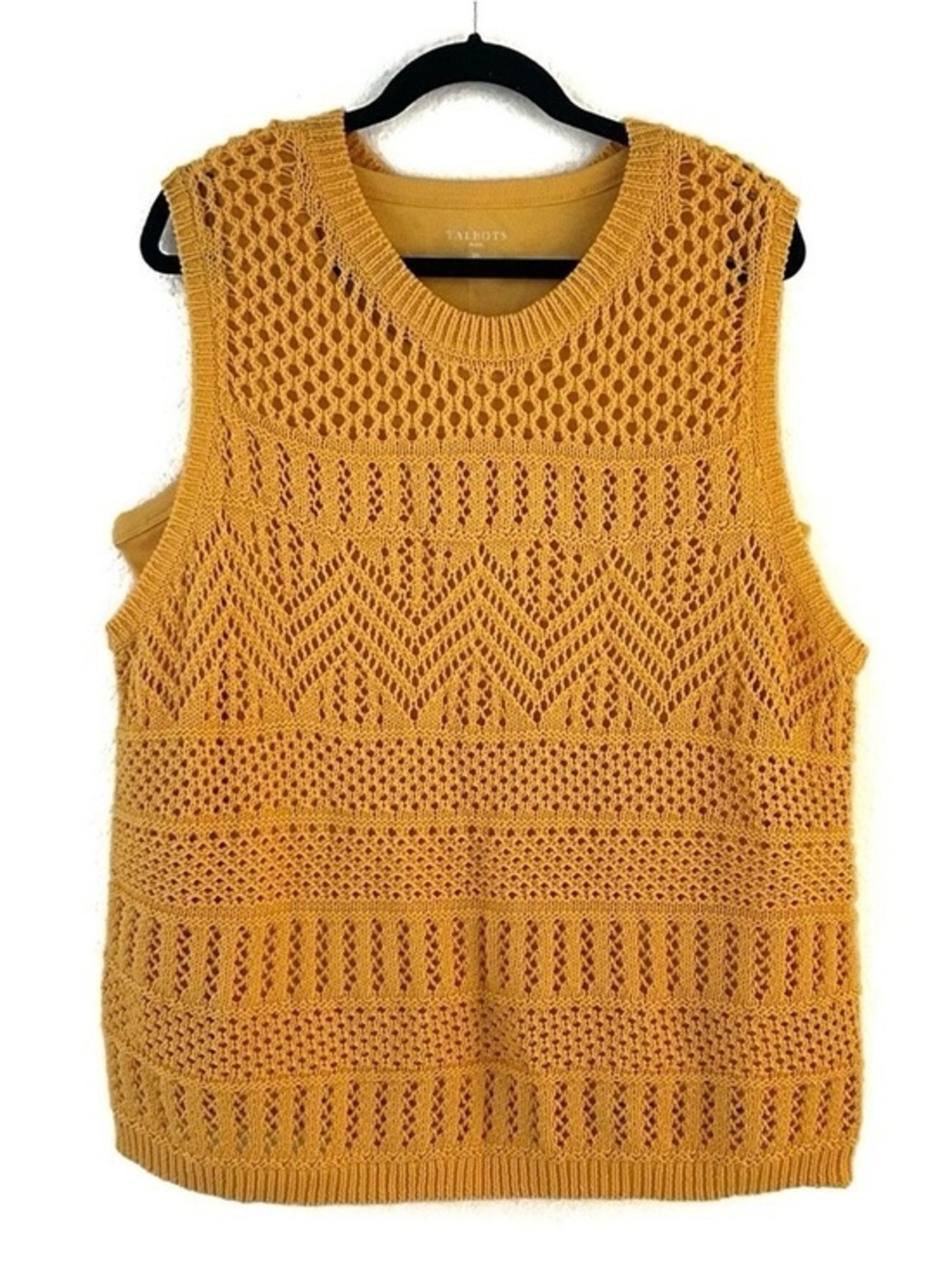 Talbots Orange Open-Knit Sleeveless Sweater